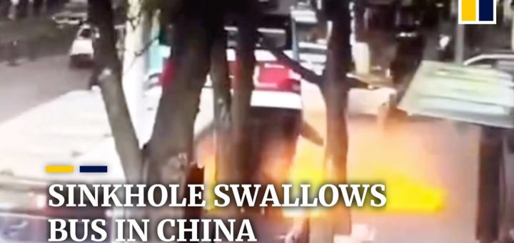 Lubang benam ‘telan’ bas di China 6 maut, 10 hilang